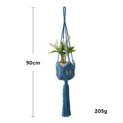 Handmade Bohemian Macrame Plant Hanger (Blue)