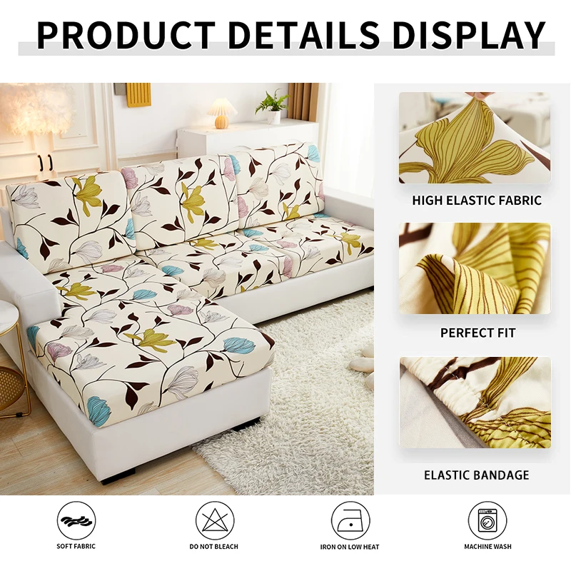Stretch Sofa Seat Cushion Cover Furniture Protector Slipcover Sofa Covers for Living Room Soft Flexibility with Elastic Bottom 6
