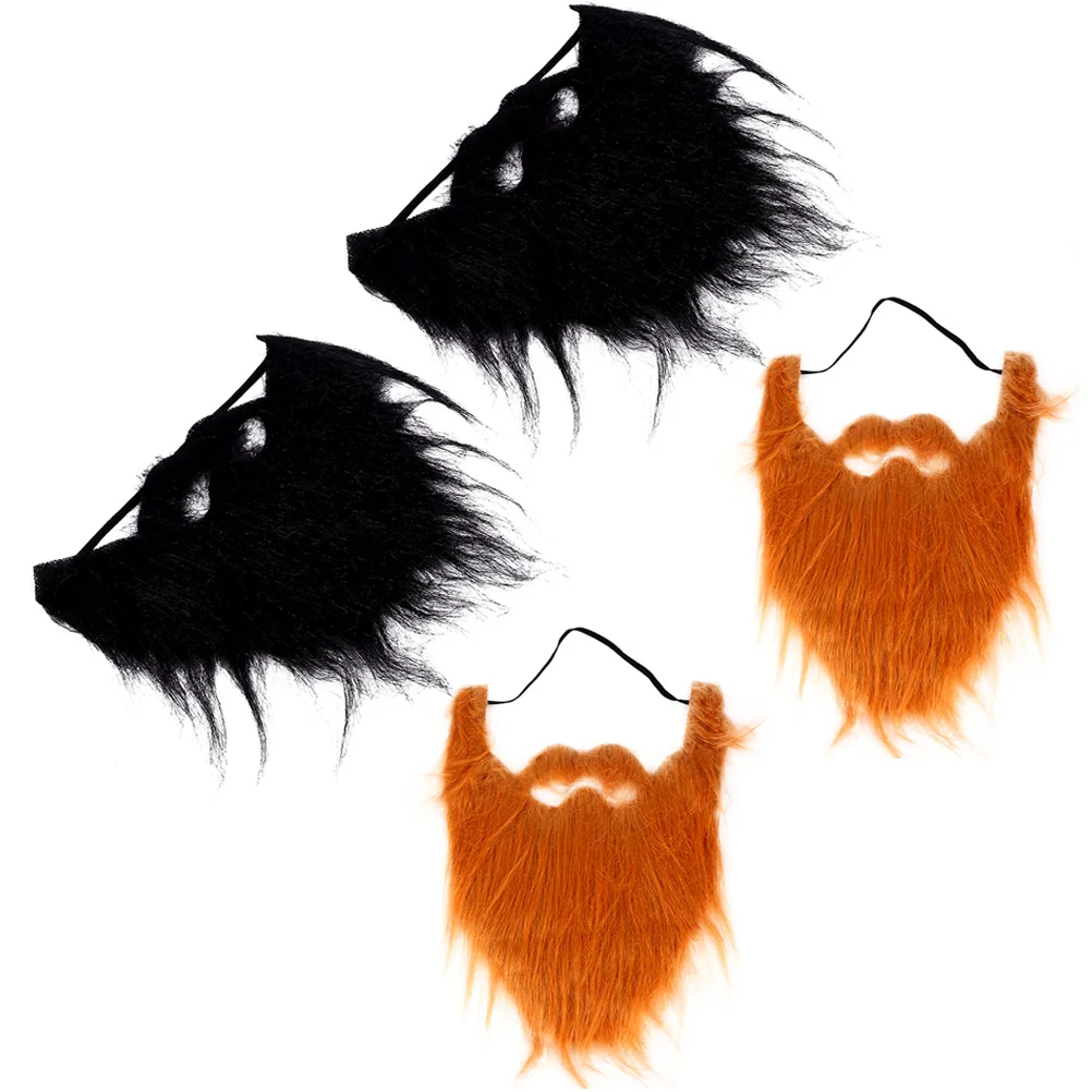 

4 PCS Flannel Beard Fake Facial Hair Costume Accessories Vivid Party Mustache Props Hairy