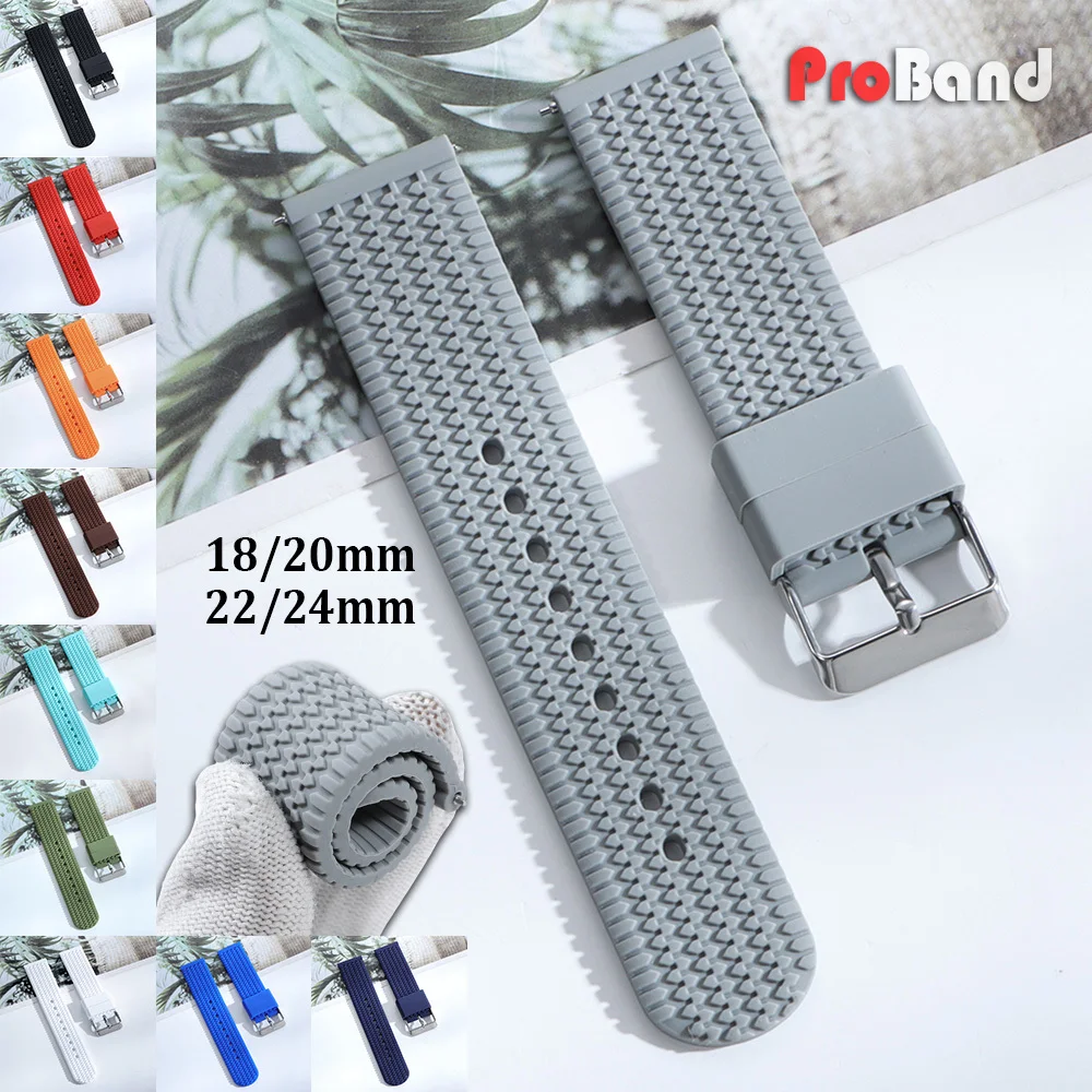 Men's Waterproof Soft Rubber Sport Watch Band Bracelet in Durable Silicone