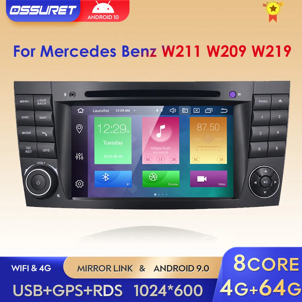 DSP IPS 4G 64G Android 9 0 2 din автомобильный DVD-плеер для Mercedes Benz E-class W211 E200 E220 E300 E350 E240 E270 E280 CLS