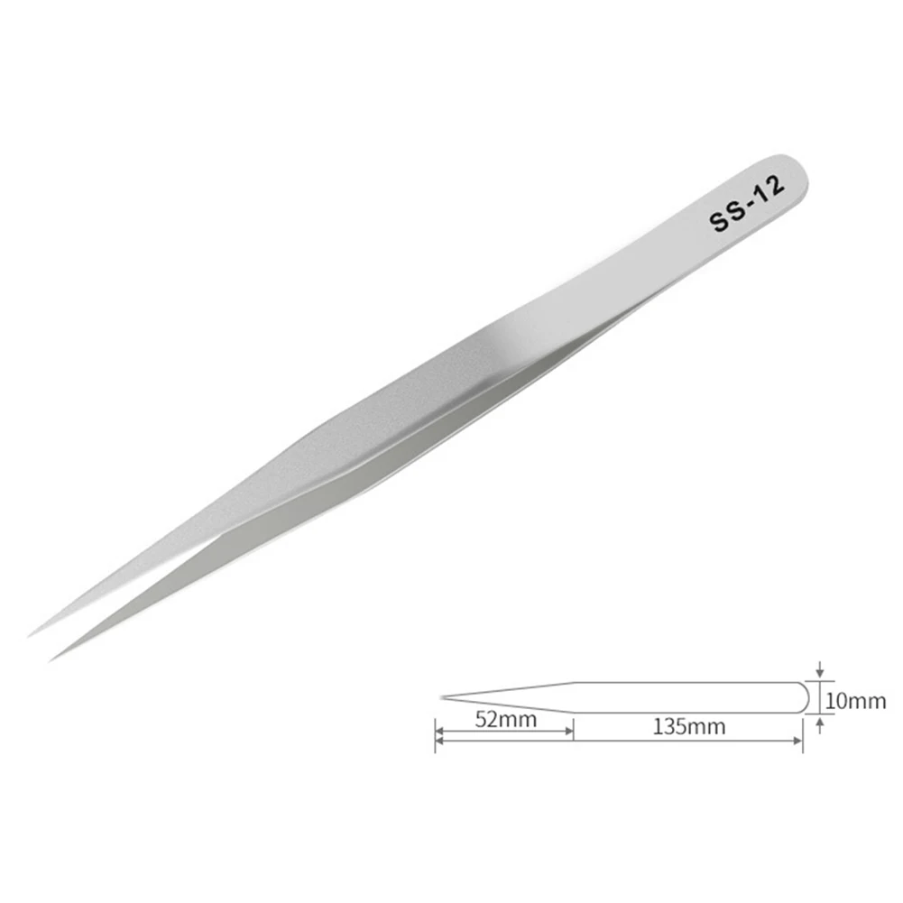1PC Tweezers Stainless Steel High Precision Elbow Fine Tip Anti-Static Repair Tool For Electronics Small Accessories