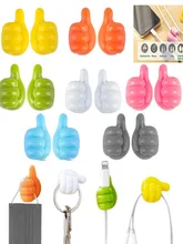  5/10/20Pcs Silicone Thumb Wall Hook Cable Management Wire Organizer Wall Hooks Hanger Storage Holder For Kitchen Bathroom 
