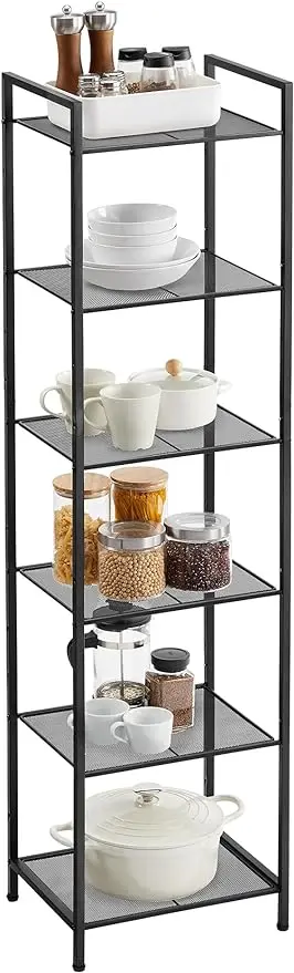 

6 layers storage shelf, bathroom shelf, retractable plant shelf, adjustable shelf for bathroom, living room, balcony, kitchen