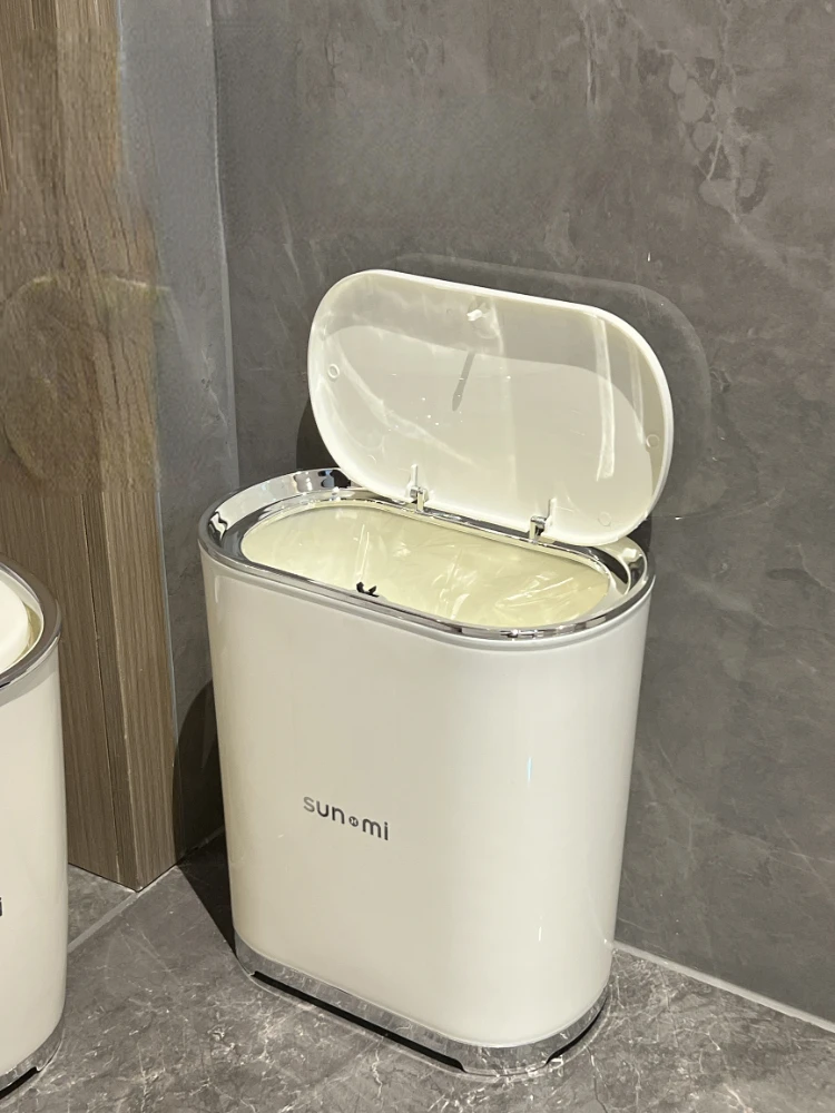 

Nordic Luxury Trash Can Kitchen Creative Plastic Waterproof Press Plastic White Waste Bin Living Room cubo basura Cleaning Tools