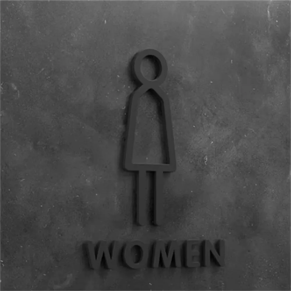 정교한 2D 화살표 아크릴 화장실 사인 플레이트 - 문화 장소에 적합한 고품질 화장실 벽 라벨 스티커