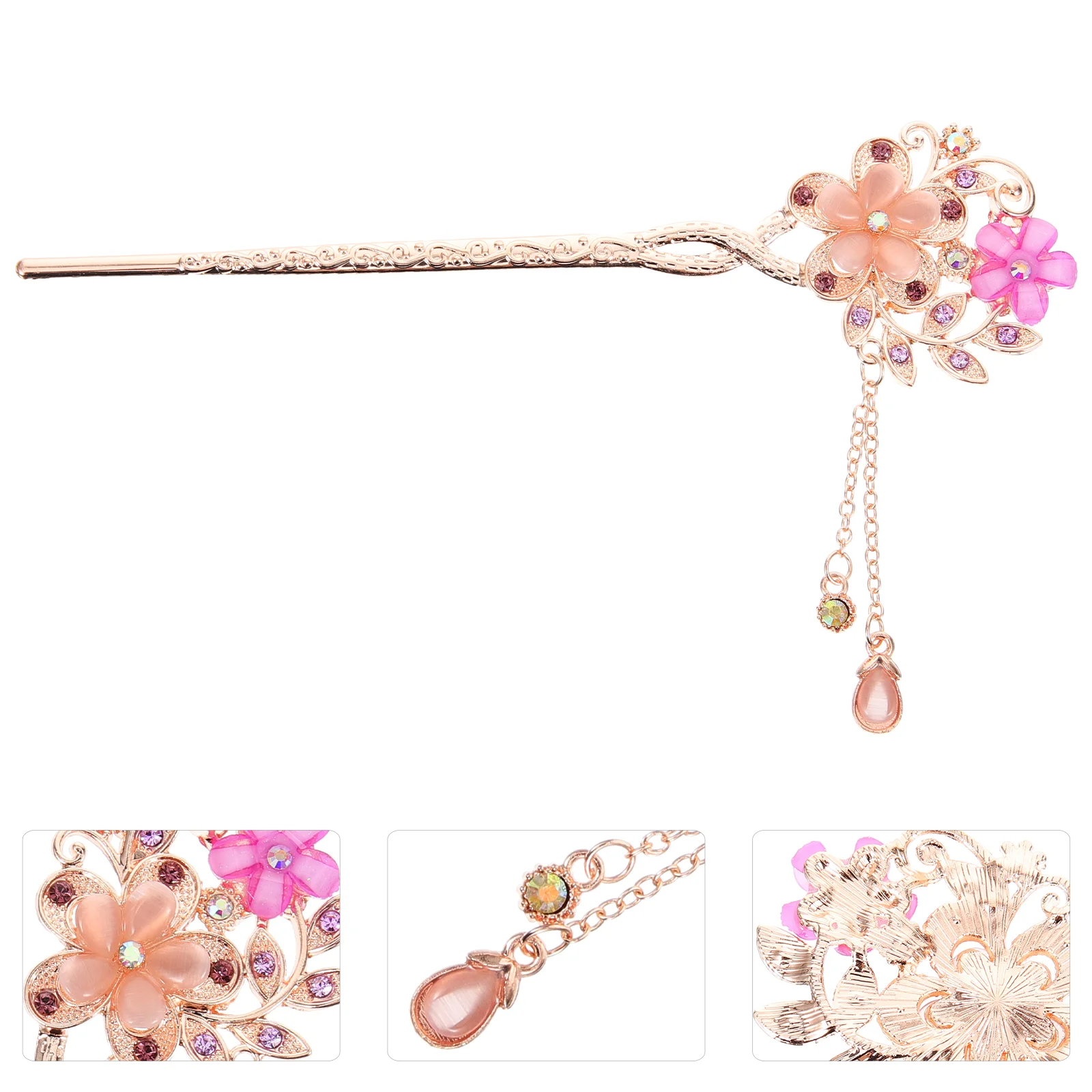 

Bun Hairpin Decorative Hair Stick Chinese Flower Hair Pin Tassel Pendant Headdress