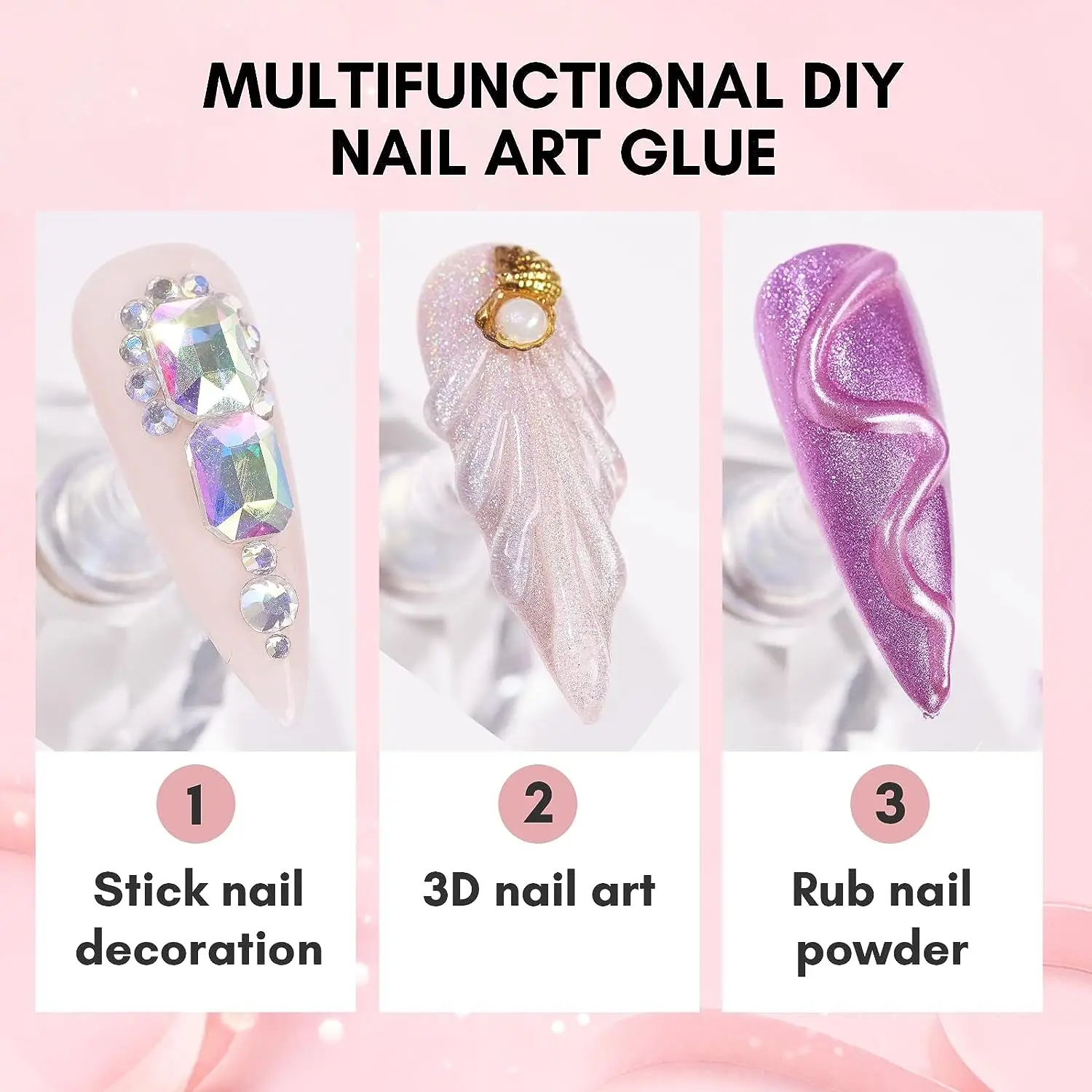 Makartt Nail Rhinestone Glue Gel Kit,  Clear Nail Gem Glue Gel Super Strong Adhesive Nail Art Glue for Nail Decorations 3D Stone 4