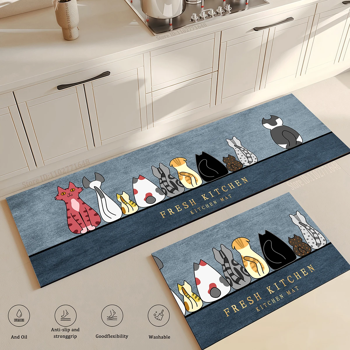 Cat Long Non-Slip Kitchen & Home Floor Rug 2