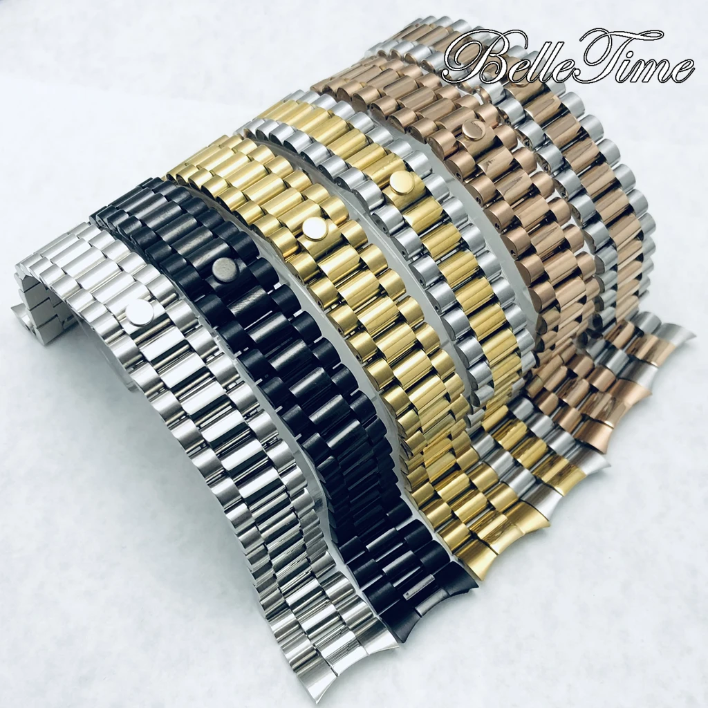 Premium 904L Stainless Steel Brushed & Polished Strap with Glide Lock Clasp, 20mm Width