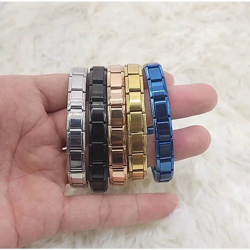 이탈리아 탄성 믹스 앤 매치 매력 팔찌, 패션 스테인레스 스틸, DIY 패션 액세서리, 18 섹션, 9mm 너비, 핫 세일
