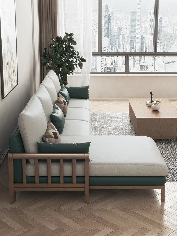 

Скандинавский диван из цельной древесины, ясеневое дерево, современная простая научная и технологическая ткань для гостиной, Новая китайская мебель