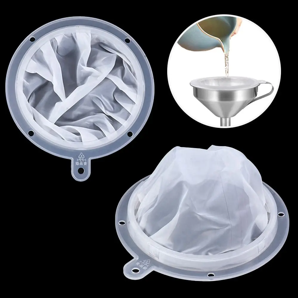 Description Picture 2 of item13/15cm Reusable 100-450 Mesh Nylon Filter Stainless Steel Funnel And Fruit Milk Traditional Oil White Wine Boiled Water
