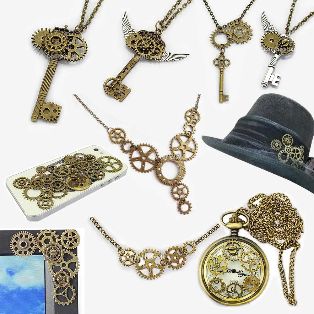 Randomly Mix (About 30/50g) Mix Size Metal Mechanical Steampunk Cogs Gears Charms Pendant For DIY Jewelry Making Accessories