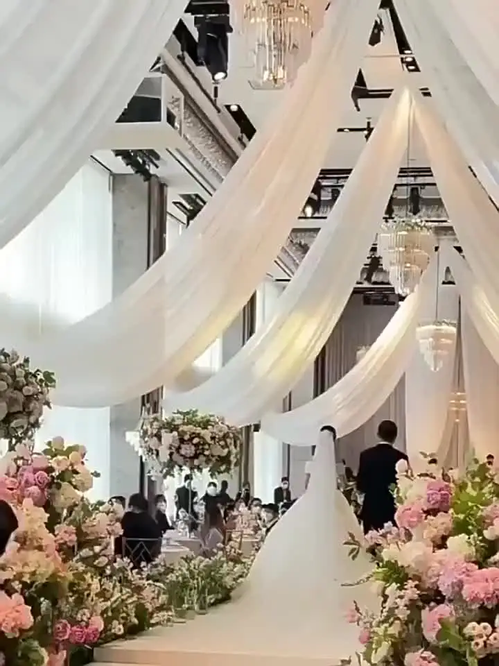 EBETA Tenda per matrimonio, decorazione a mano libera, per arco di nozze e uva a baldacchino, tenda per finestre, Mantovane in tessuto chiffon (Blu fumo, 70 x 600 cm