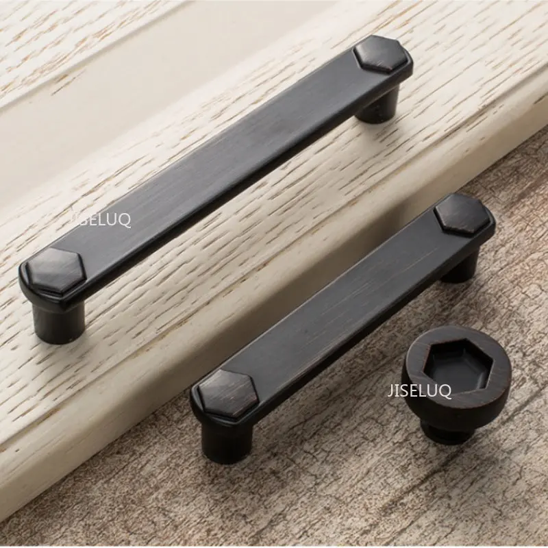 

Black Zinc Alloy Handles Drawer Knobs Decorative Kitchen Cupboard Pulls and Knobs Furniture Handles