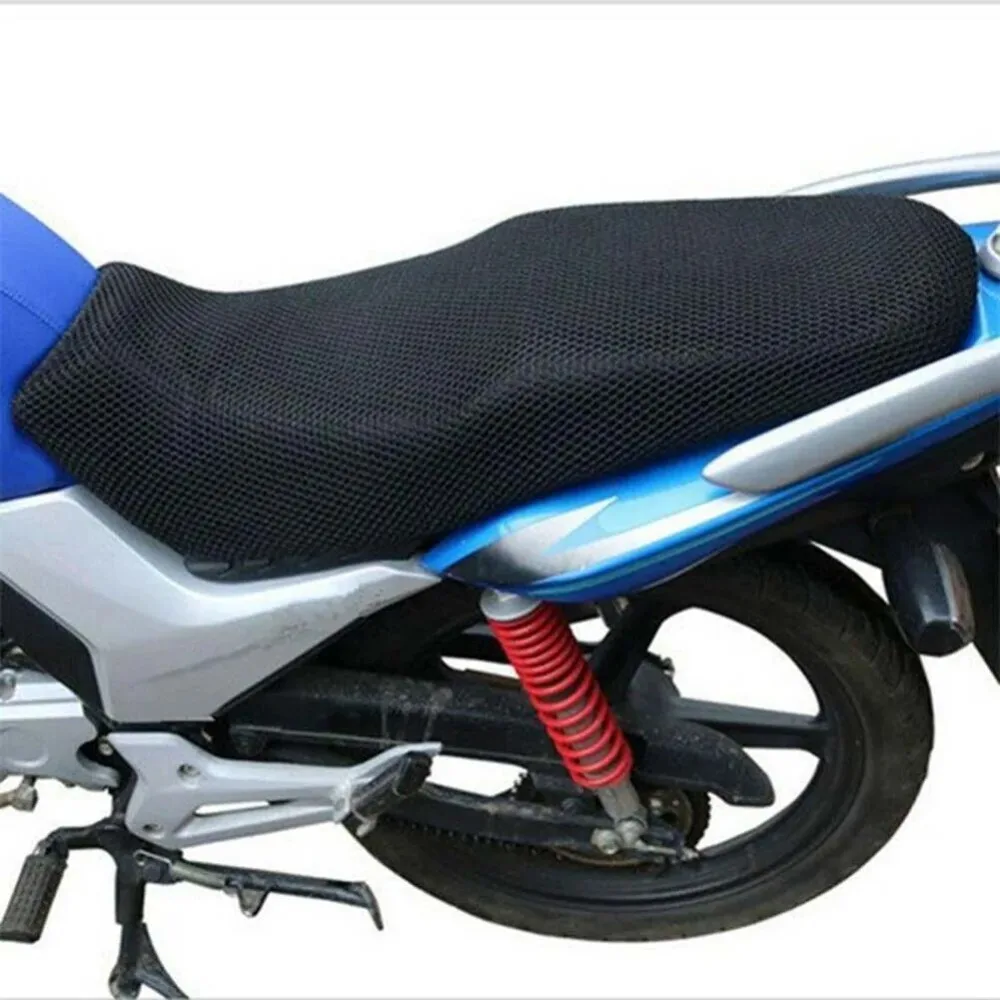 Breathable 3D Mesh Anti-Slip Motorcycle Seat Cushion - Black