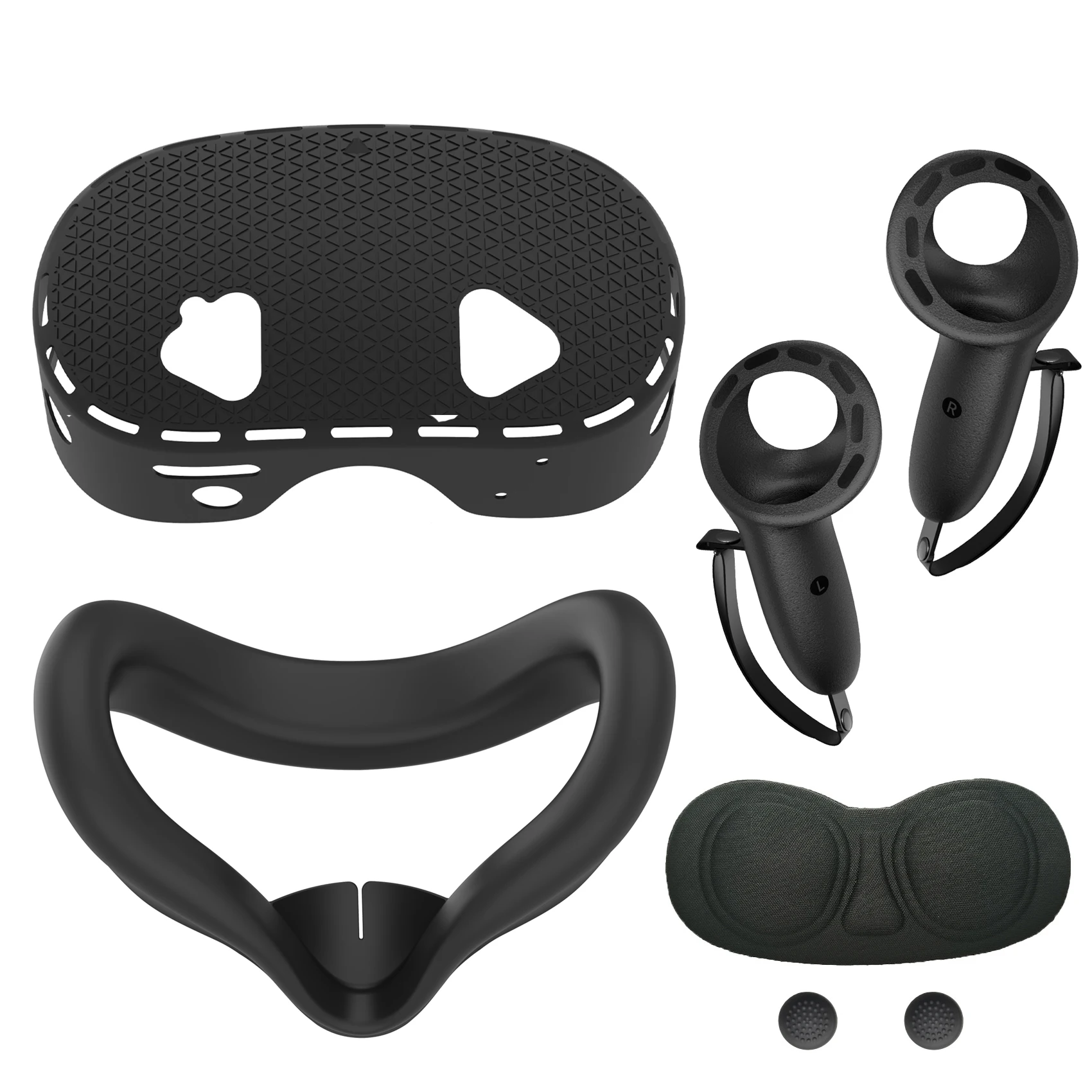 Silicone Protective Case Set for VR Headset - Shockproof, Anti-Scratch, Soft Grip Cover with Lens Cap