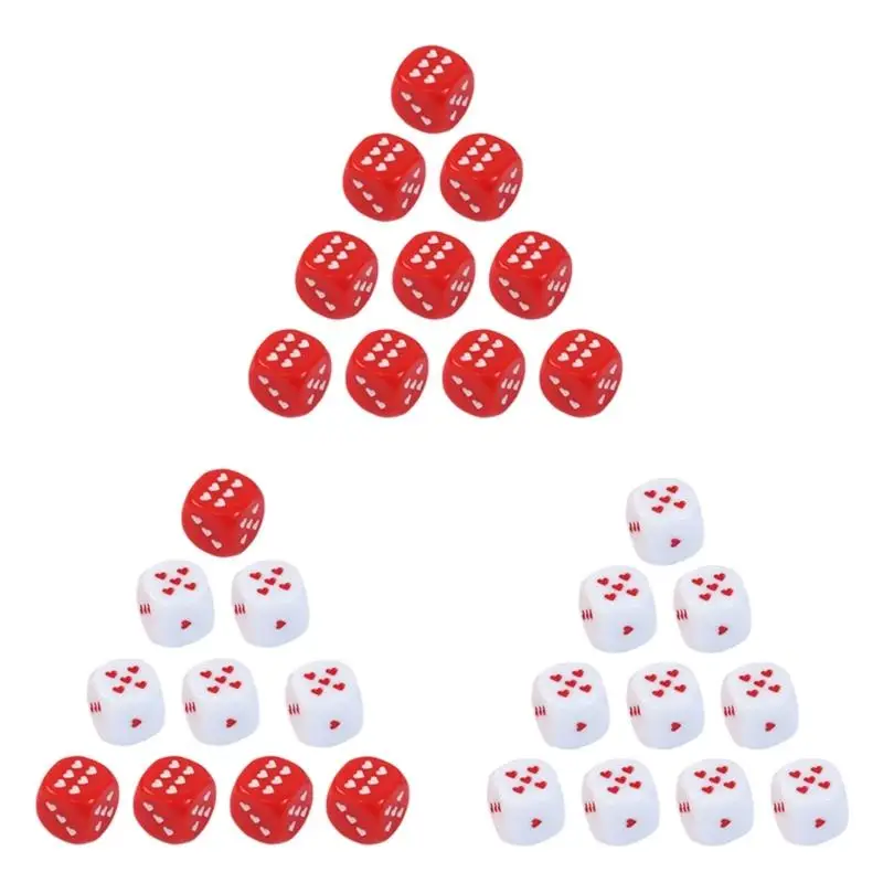 

Acrylic 25mm Dices Set Colorful Six Sided Dices Cubes with Dots Playings Square Block Dices Heart-shape Board Game Toy GXMF