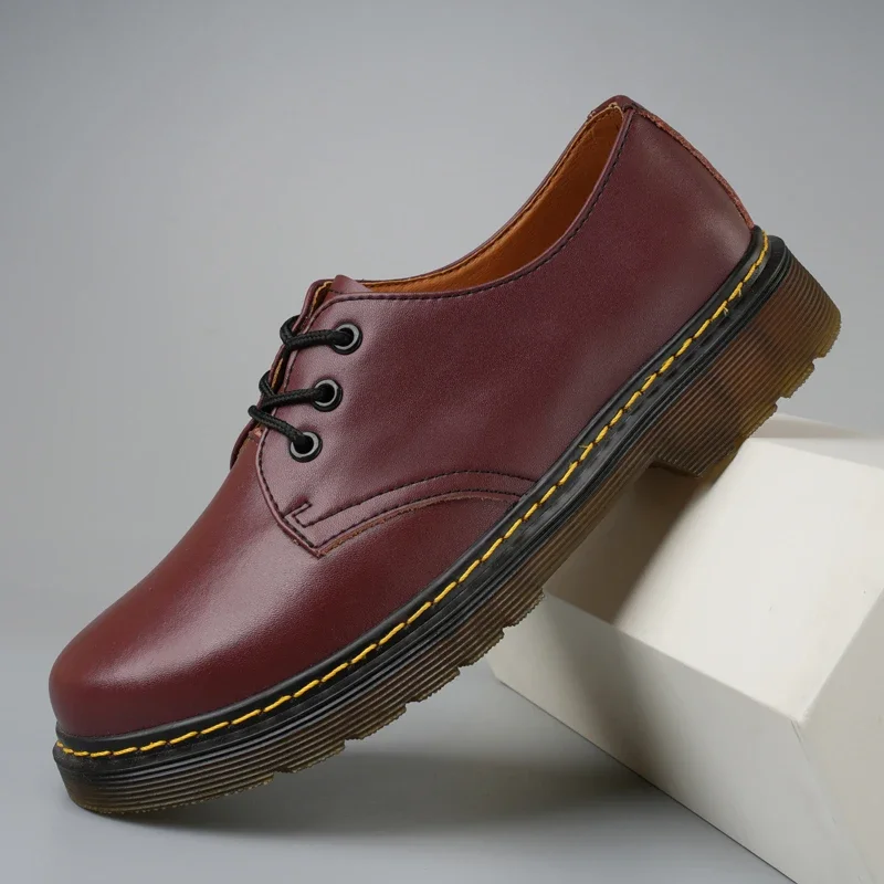 Couple boots new couple casual leather shoes fashion plus size low top cargo boots comfortable trendy outdoor booties