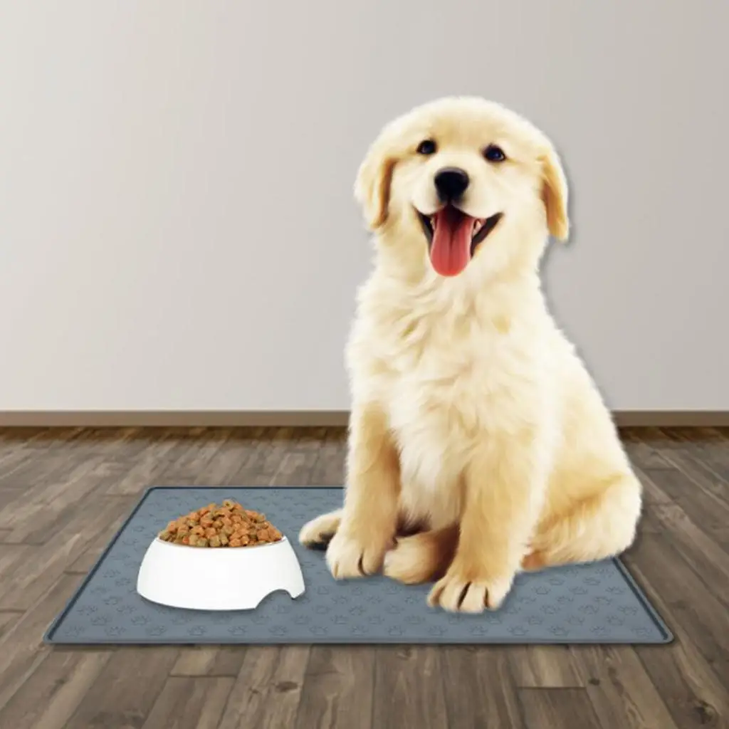 Silicone Dog Cat Pet Food Mats Tray Placemat Waterproof Dog Claw Pattern