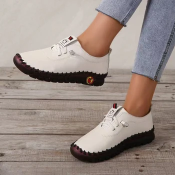 Women Vulcanized Shoes Pu Leather Casual Shoes Soft Comfortable Flat Shoes 1