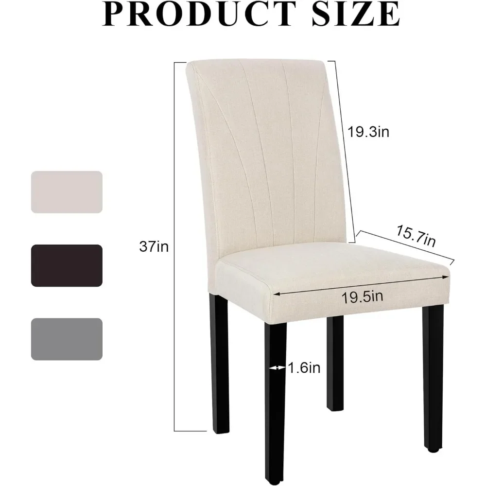 Description Picture 5 of item6-piece dining chair set with modern fabric and solid wood legs&high back, kitchen/living room - beige