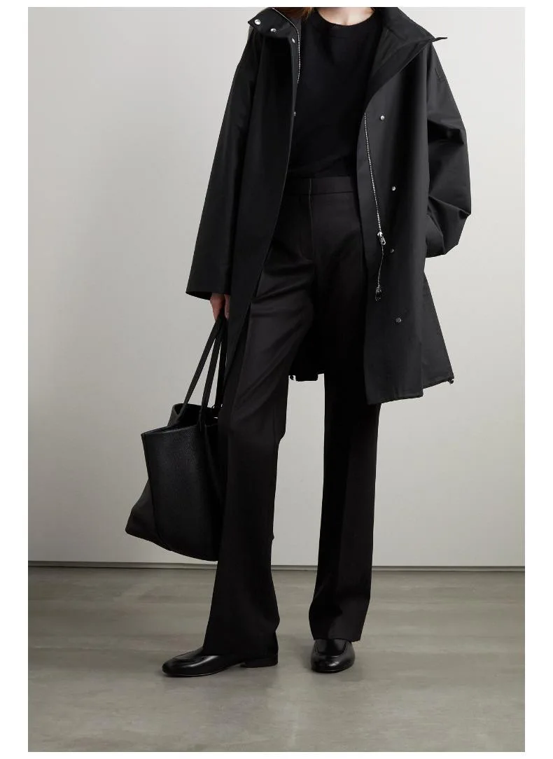 

TheR0w* Women Winter Long Coat Trench Cotton Long Version Stand Collar Hoodies Classic Vintage Oversize Wind Coat