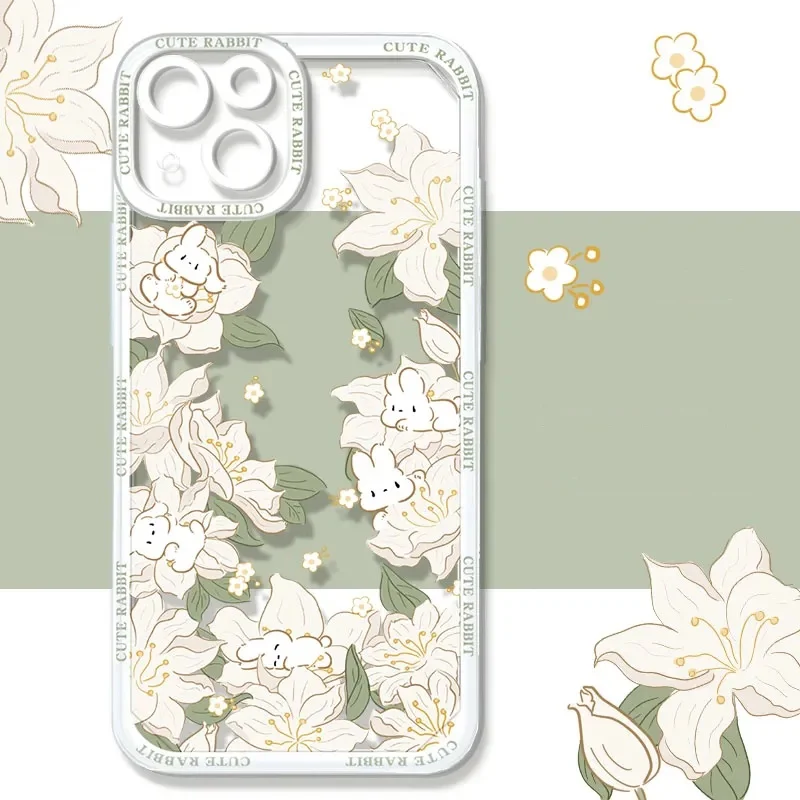 Charming Floral Bow Rabbit Cat Design Phone Case Cover