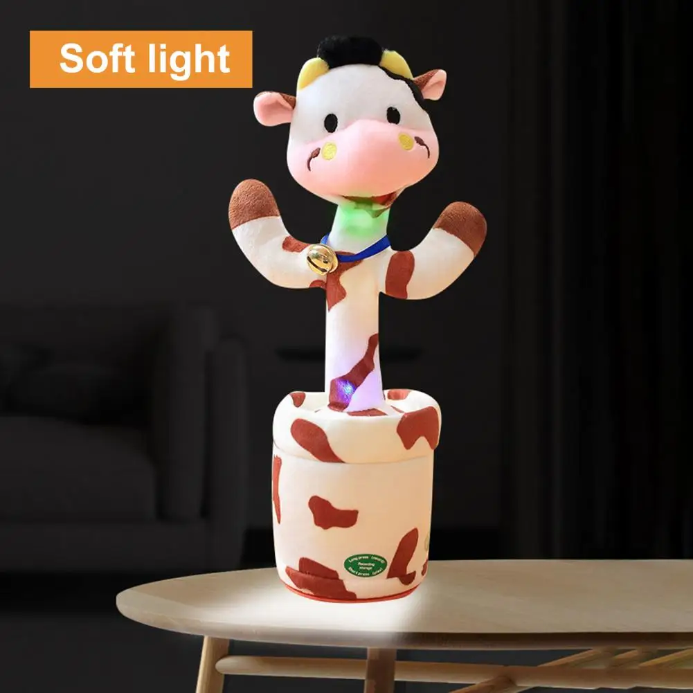Talking Cow Singing Dancing Interactive Toy Repeats What You Say Electric Shaking Cute Plush Toy Birthday Christmas Festival