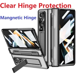 Transparent Hard For Samsung Galaxy Z Fold 4 3 5 Fold3 Fold5 Case Glass Film Screen Armor Stand Hinge Protection Cover
