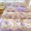 4pcs, 100% cotton bedding set, four piece sheet set comfort set girly fresh style couple bed comforter set 5