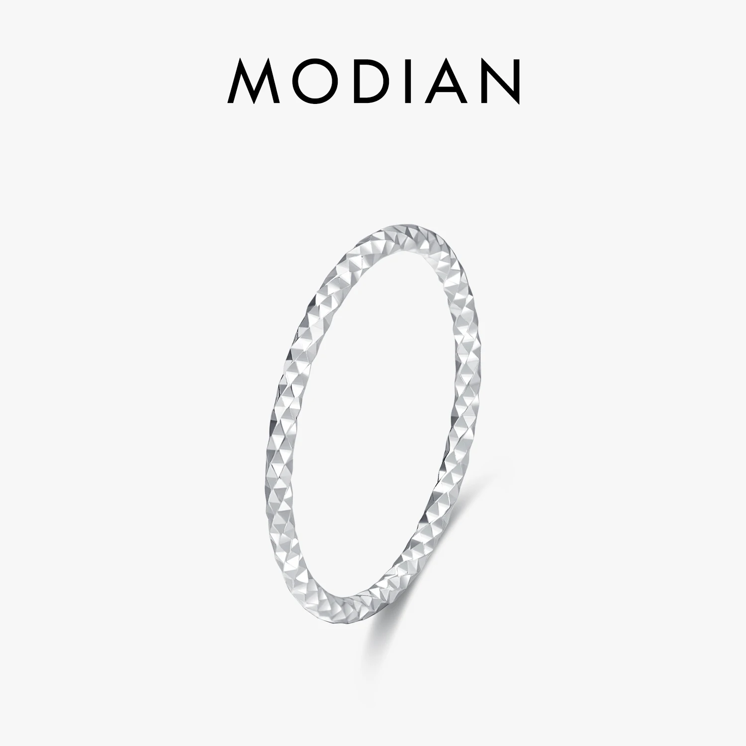 

MODIAN 925 Sterling Silver Wavy Sparkling Simple Ring Trendy Stackable Charm Ring Platinum Plated Fine Jewelry For Women Gifts