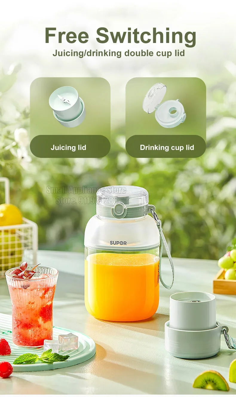 Description Picture 4 of itemSUPOR New Portable Blender 1L Electric Fruit Juicer Machine 1500mA*2 Smoothies Mixer Maker Crusher Food Processor For Kitchen