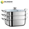 Square steamer household 316 stainless steel thickened double-layer three-layer steamer tray multifunctional gas electromagnetic 1