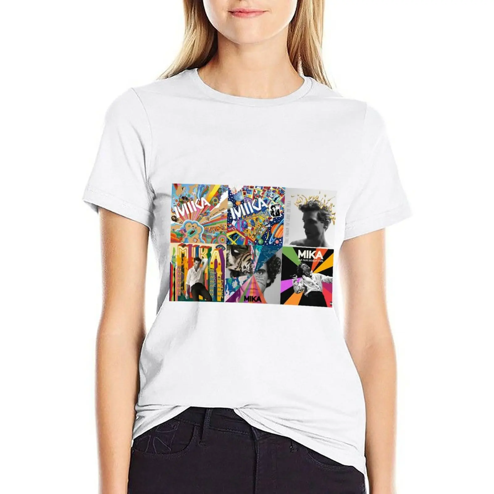 

mika discography T-shirt Short sleeve tee aesthetic clothes T-shirt Women