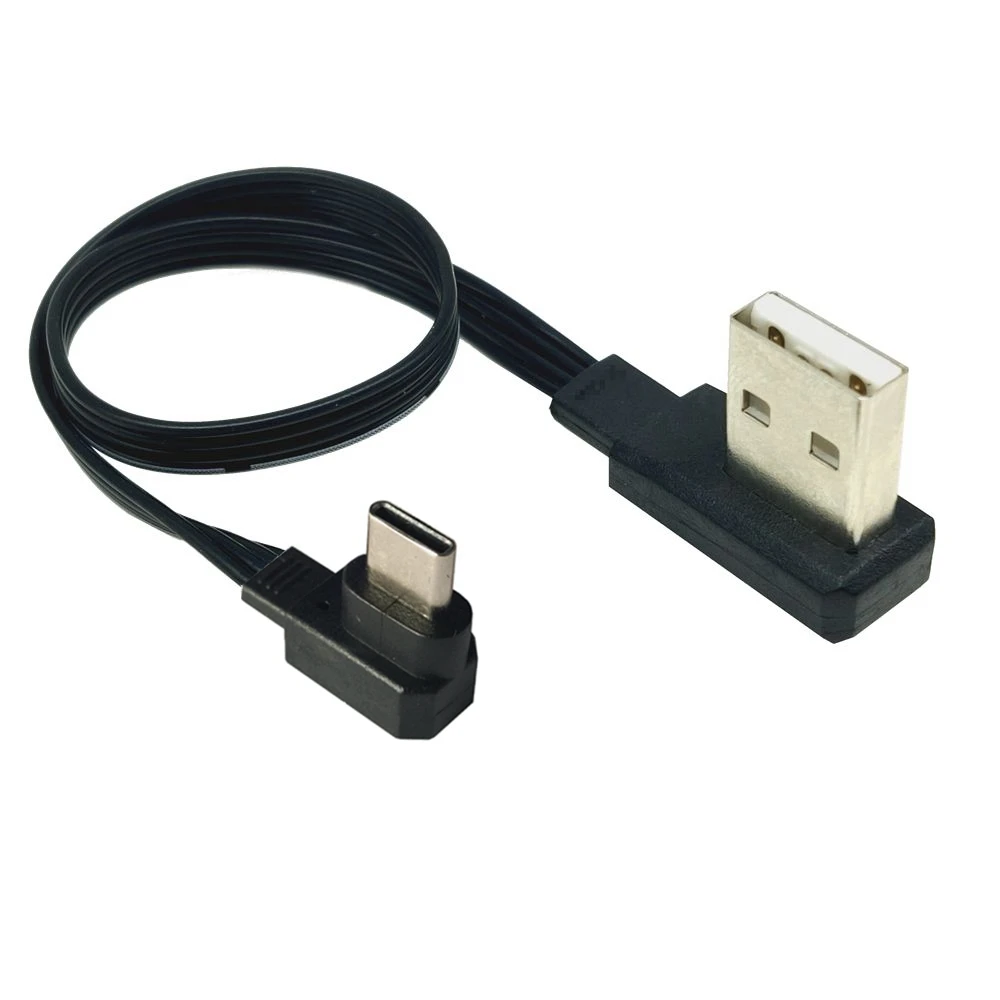 

0,3 M USB-C Typ C Männlich BIS Unten Links Rechts Abgewinkelt 90 ° zu USB 2,0 Männlichen Daten Kabel USB typ-c Flache Kabel 0,1m