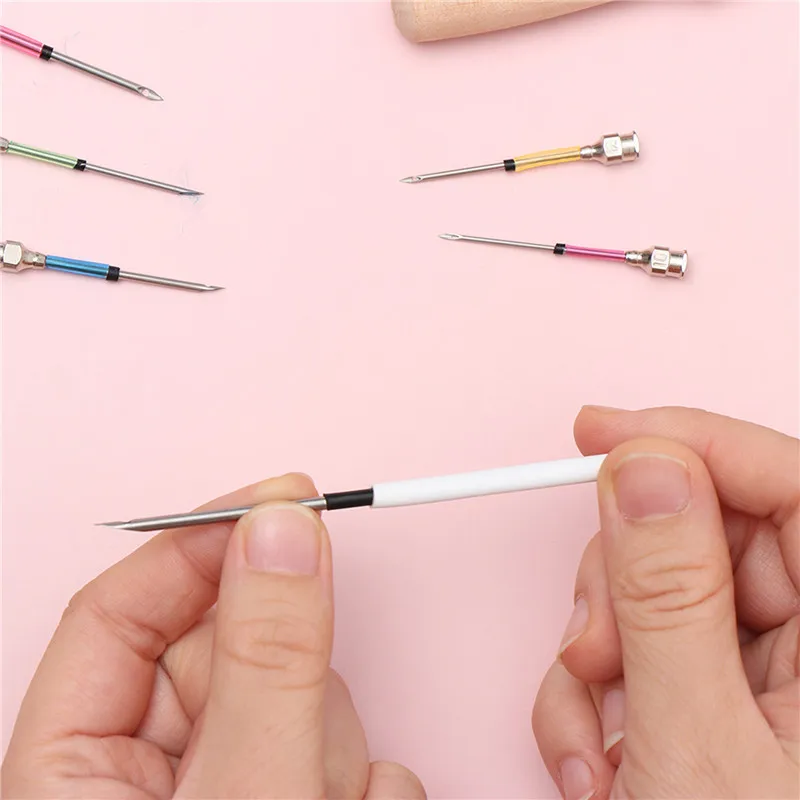 Embroidery Set Embroidery Kits Embroidery Tool 11 Pcs/Set Embroidery Stitching Punch Needle with Storage Bottle Crochet Knitting Needle Art Handmaking DIY Sewing Tool