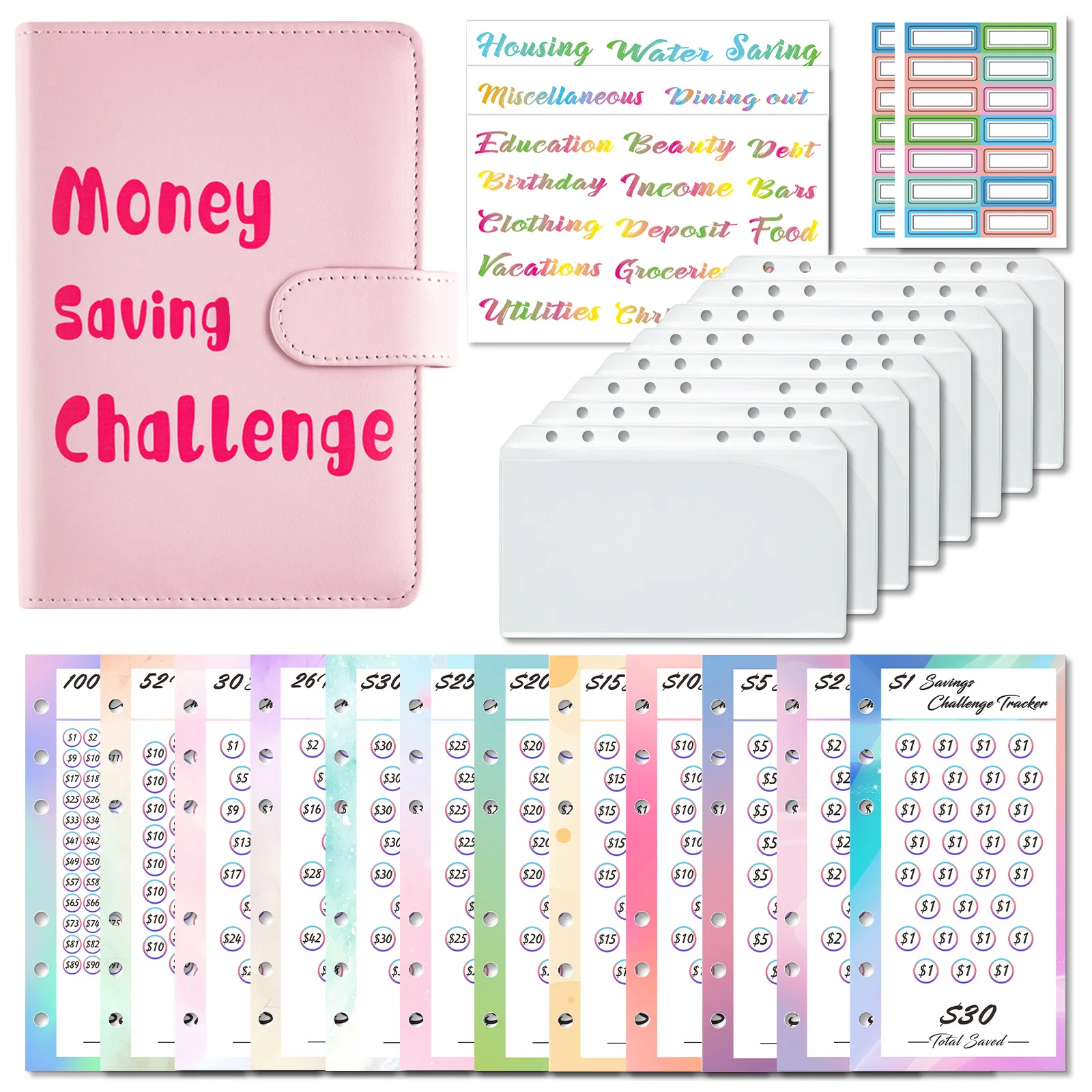 Loose Leaf Binder Orcamento Binder com Envelopes de Dinheiro Desafio de Poupar Dinheiro loose leaf binder orcamento binder com envelopes de dinheiro desafio de poupar dinheiro