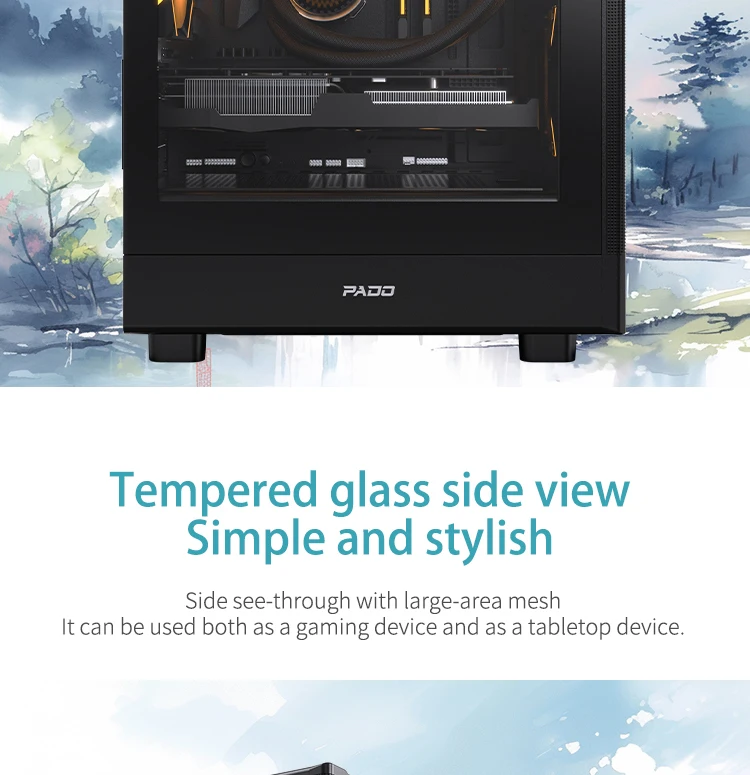 Computer Case Desktop DIY Itx Case Side Transparent Tempered Glass Water-cooled Gabinete PcM-ATX Case Gabinete Gamer 6