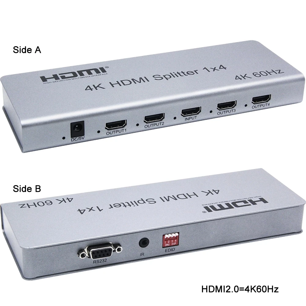 4K @ 60hz 1x4 HDMI 2.0 й HDCP2.2 4K HDR 1 In 4  Ƽ ũ ̷ ÷, Ps3Ps4 ī޶ PC-TV  