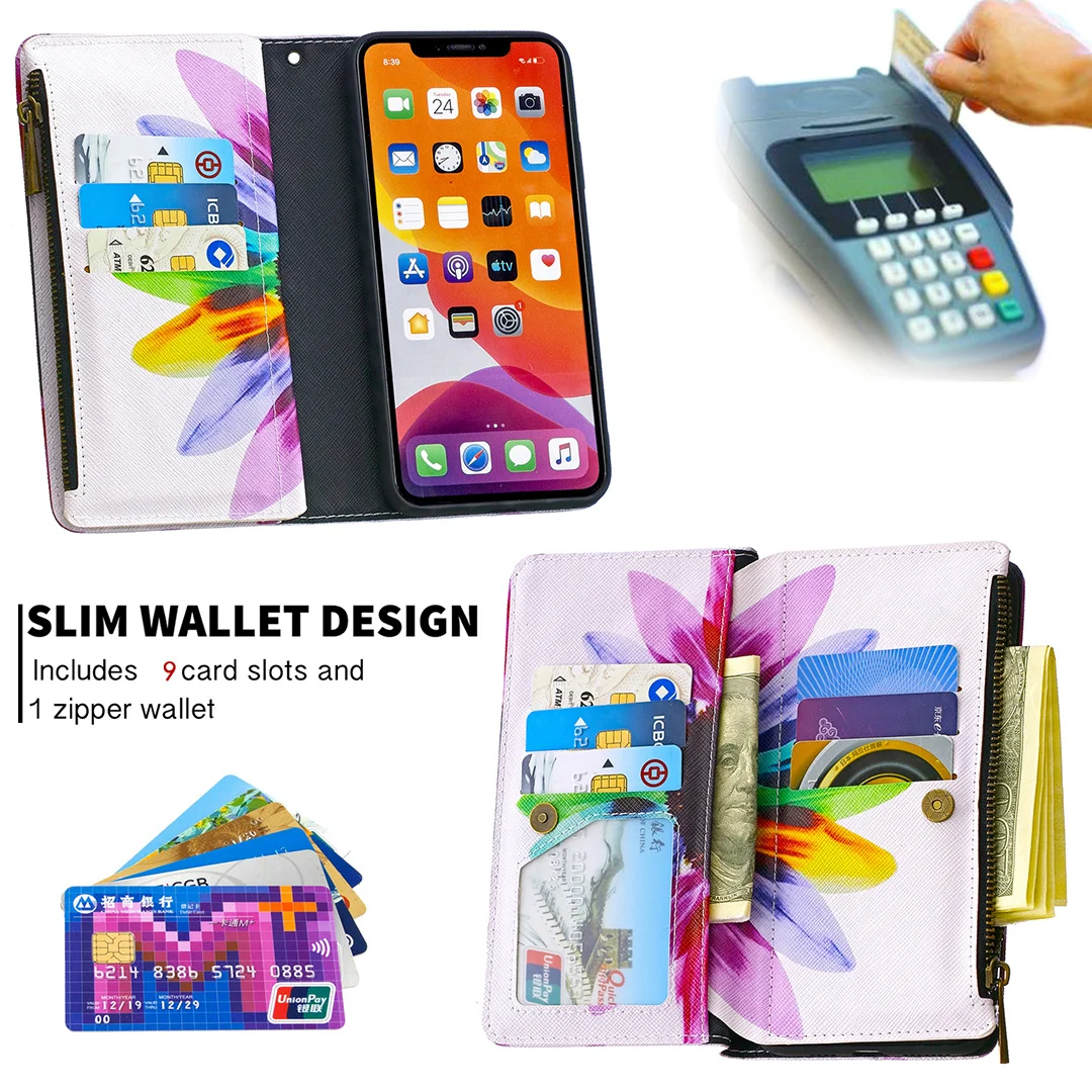 Luxury Leather Wallet For Nokia 5.3 Zipper Case For Nokia 1.3 Case Magnetic Flip Wallet Card Stand Cover Mobile Painted leather