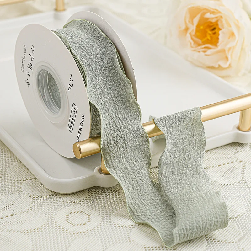 Wavy Edge Wrinkle Ribbon – 10 Yards of 25mm Voile for DIY Crafts, Gift Wrapping, and Sewing