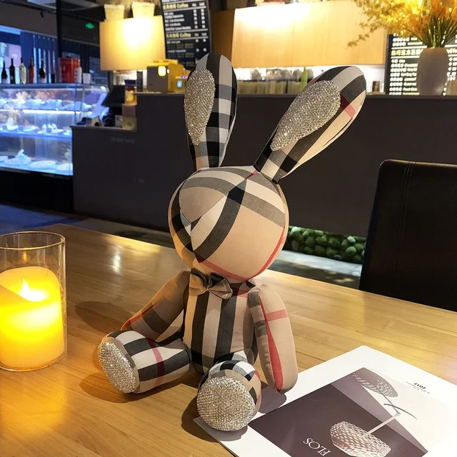 LV DIOR MCM LOGO New Cute Diamond Inlaid Rabbit Plush Toys 38cm Bunny DIY  Doll Ornament Creative Gifts Accompany Xmas Birthday Toys CLEARANCE ‼️