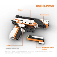 MOC Weapon Building Block Gun P250 Toy Assembly Can Shoot High Difficulty New Mechanical Boy Bricks Children's Toys 3