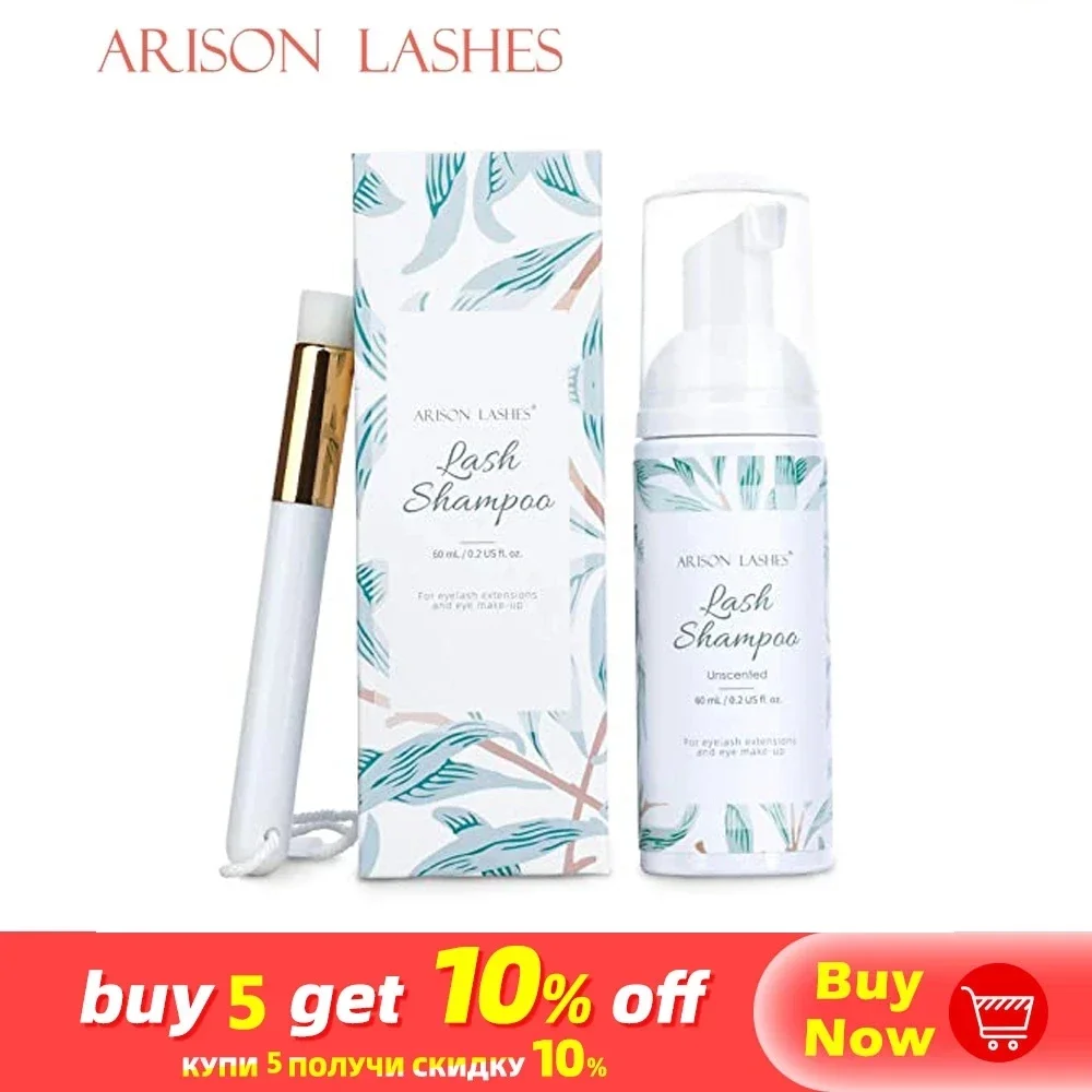 

60ml Eyelash Extensions Brush Shampoo Kit Eyelash Extension Glue Eye Lash Cleaning Foam Pump Design No Stimulation Makeup Clean