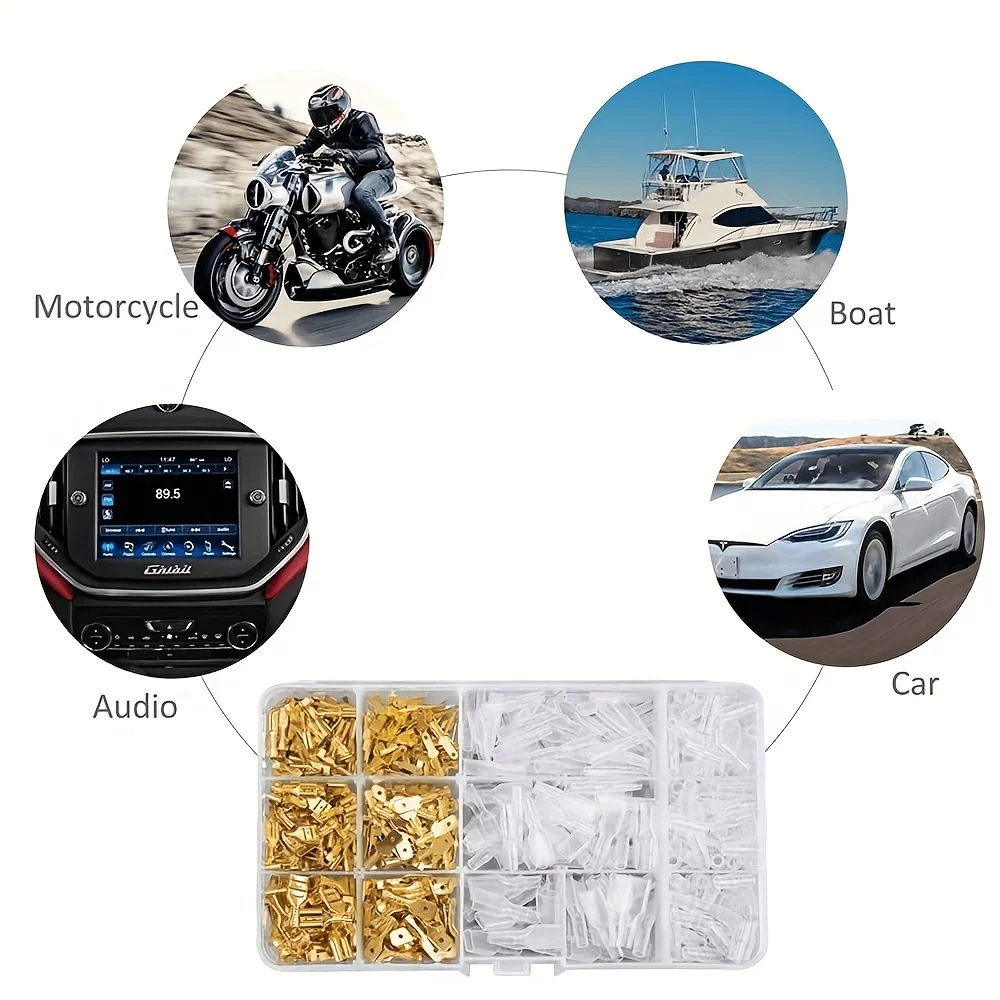 Wire Connector Terminals 270 pcs 2.8mm 4.8mm 6.3mm Plug Spring Female Spade Cold Crimp Automotive Speaker Electric