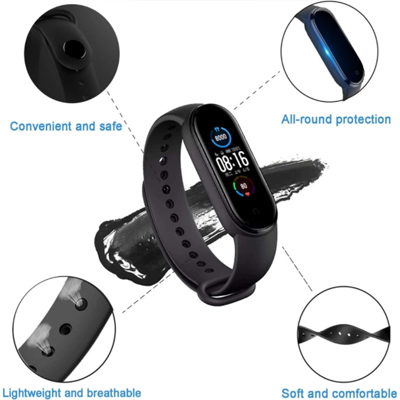 Фото Ремешок силиконовый для xiaomi mi band 7 6 5, спортивный браслет для xiaomi band Mi5 Mi6 Mi7 №3