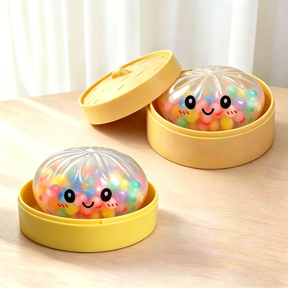Neue bunte Glitzer-Dumpling-Squishies (1 Stück) mit Box – sensorisches Quetschspielzeug zum Stressabbau_voghion.com