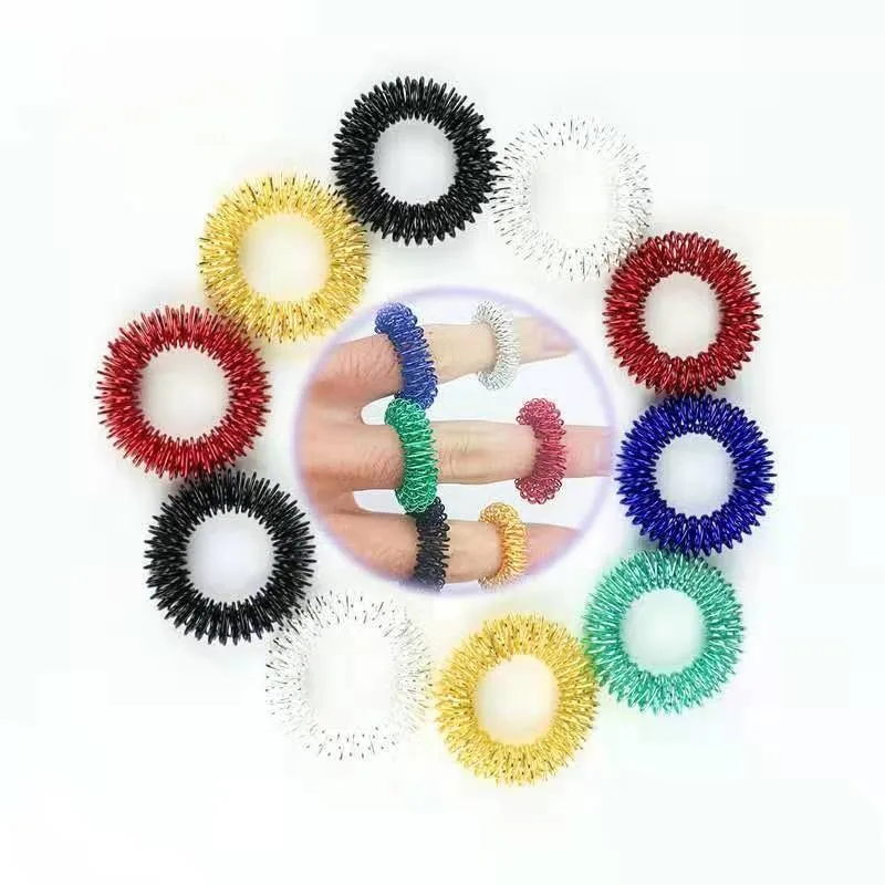 10 Pcs Acupressure Rings Spiky Sensory Finger Rings Set for Teens Adults Stress Reducer Massager Stress Relief Fidget Toys